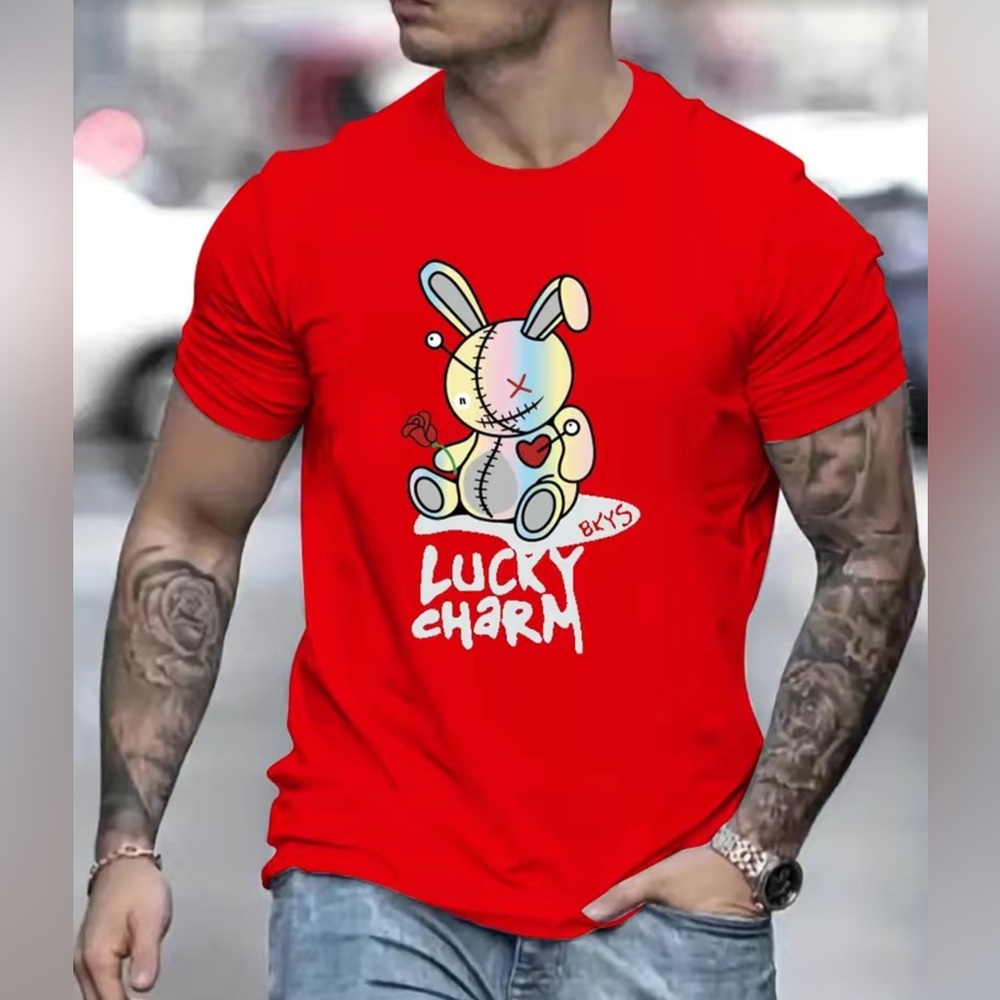 Spooky Rabbit Red Multicolor T-shirt Men’s Size M Unisex Gothic Halloween Edgy
